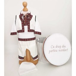 Set Botez Traditional Adi 13 , 2 piese costumas traditional si cufar brodat botez