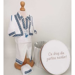 Set Botez Traditional Raul 28 , 2 piese costumas traditional si cufar brodat botez