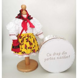 Set Botez Traditional , Costum Traditional Fetite Floral 3 - 2 piese costumas si cutie botez