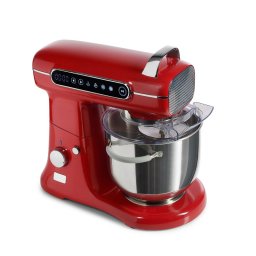 Mixer cu bol profesional, 7 L din inox, 1800 W, 2.4 kg aluat, carcasă aluminiu, silențios, MB-1800-MAX PRO, Roșu