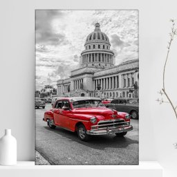 Tablou Canvas Masina Retro Rosie in Cuba OCC5 (Dimensiune LxH: 70x105cm)