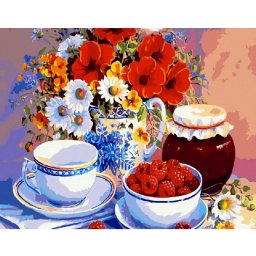 Set goblen cu diamante, cu sasiu, Dulceata de Zmeura, 40x50cm