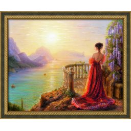 Set goblen cu diamante, fara sasiu, La apus, 50x40 cm