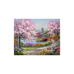 Set goblen cu diamante, fara sasiu, Gradina Japoneza, 48x38cm