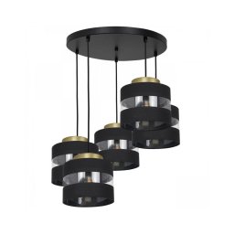 Lustră pe cablu HAVARD 5xE27/60W/230V neagră/alămie rotundă