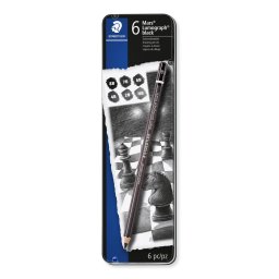 Set 6 creioane grafit Staedtler Lumograph Black