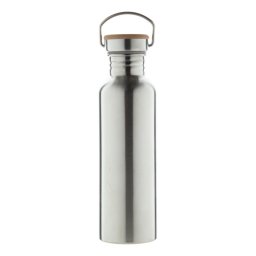 Sticla sport, 750 ml, ø72×242mm, Everestus, 20FEB8242, Otel inoxidabil, Bambus, Argintiu