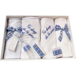 Trusou botez model Traditional, albastru, 8 piese, nepersonalizat - ILIF1815