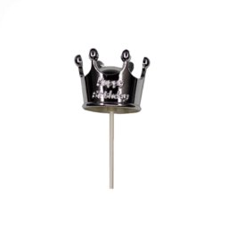 Decor tort coroana plastic argintiu 3.5 x 5 cm