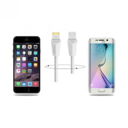 Cablu USB-A 2.0 la micro USB + iPhone Lightning T-T 1m Alb, GC-27W*