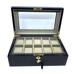 Cutie 10 Ceasuri si Butoni Luxury Black Wood