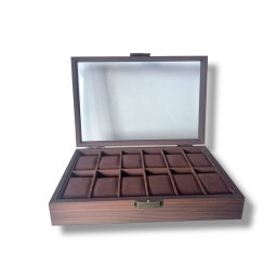 Cutie 12 ceasuri Premium Brown Wood