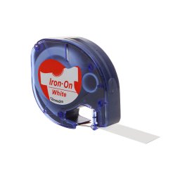 Etichete Iron-On compatibile DYMO LetraTag 12 mm rosu pe alb pentru haine, crese, camine si curatatorii
