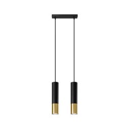 Lustră pe cablu LOOPEZ 2xGU10/40W/230V neagră/aurie Sollux SL.0953