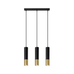 Lustră pe cablu LOOPEZ 3xGU10/40W/230V neagră/aurie Sollux SL.0954