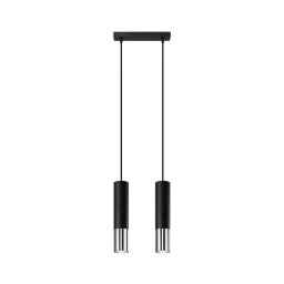 Lustră pe cablu LOOPEZ 2xGU10/40W/230V neagră/crom Sollux SL.0941