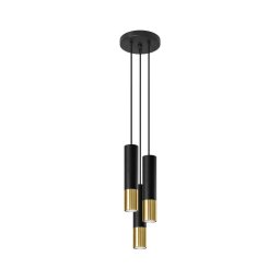 Lustră pe cablu LOOPEZ 3xGU10/40W/230V rotundă neagră/aurie Sollux SL.0955