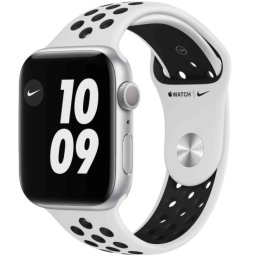 Ceas Smartwatch Apple Watch Nike Series 6, GPS + Cellular, 44mm Silver Stainless Steel Case, Pure Platinum/Black Nike Sport Band