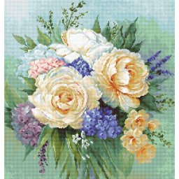 Set goblen de cusut, cu diagrama, Buchet floral, 21x22 cm