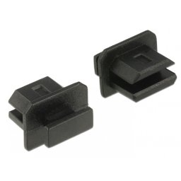 Protectie impotriva prafului pentru conector mini Displayport mama cu prindere Negru set 10 buc, Delock 64026
