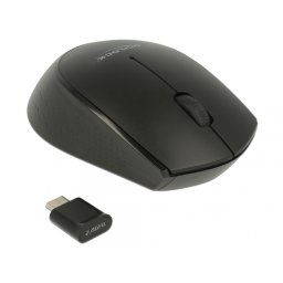 Mouse wireless optic 2.4 GHz 3 butoane si receptor USB-C, Delock 12526