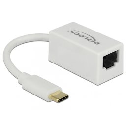 Adaptor USB 3.1-C Gen 1 la Gigabit LAN compact alb, Delock 65906