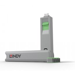 Set 4 bucati Port Blocker USB tip C/Thunderbolt 3 + cheie Verde, Lindy L40426