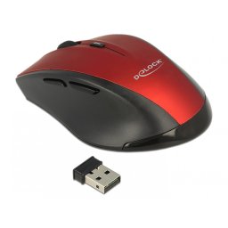 Mouse wireless ergonomic Negru/Rosu, Delock 12493