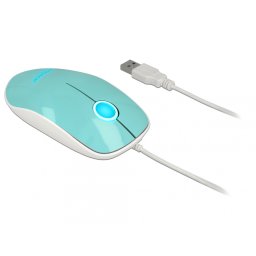 Mouse optic pe USB cu LED 3 butoane turcoaz, Delock 12538