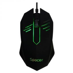Mouse USB optic cu iluminare Negru, Spacer SPMO-M20