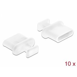 Protectie impotriva prafului pentru conector USB-C mama cu prindere Alb set 10 buc, Delock 64094