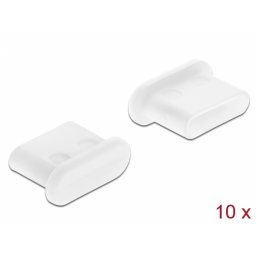 Protectie impotriva prafului pentru conector USB-C mama Alb set 10 buc, Delock 64095