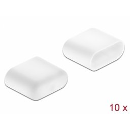 Protectie impotriva prafului pentru conector USB-C tata Alb set 10 buc, Delock 64096