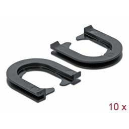 Set 10 buc protectie cabluri forma U - diametru 12.5mm Negru, Delock 60266