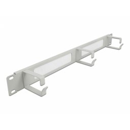 Organizator cabluri 19" 1U pentru cabinet cu 3 inele + perii Gri, Delock 66542
