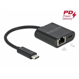 Adaptor USB 3.2 Gen 1-C la Gigabit LAN cu PD, Delock 66644