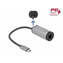 Adaptor USB-C 3.2 Gen 1 la Gigabit + USB-C PD, Delock 64116