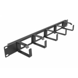 Organizator cabluri 19" 1U 5 inele Negru, Delock 66659