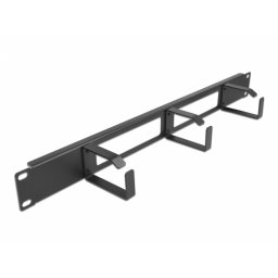 Organizator cabluri 19" 1U 3 inele Negru, Delock 66657