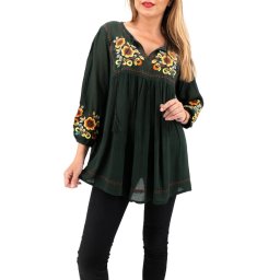Bluza tip ie cu broderie florala - Lavinia 2