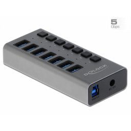 HUB cu 7 porturi USB 3.0 + Switch On/Off, Delock 63669
