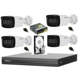 Sistem complet de supraveghere Dahua DH-4CEXT80MA-5MP HDCVI cu 4 camere de exterior de 5MP