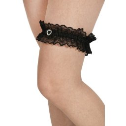 Jartiera dantela cu accesoriu inimioara, negru (Marime jartiera: S/M)