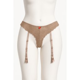 Portjartier cu chilot tanga, cafeniu (Marime portjartier: XL)