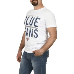 Tricou barbat imprimeu Blue Jeans, alb (Marime tricou: L)