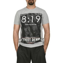 Tricou barbat cu imprimeu Street Denim, gri (Marime tricou: L)