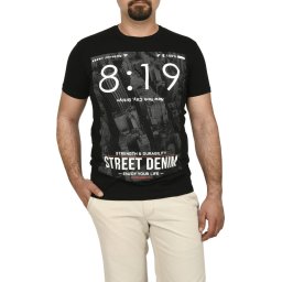 Tricou barbat cu imprimeu Street Denim, negru (Marime tricou: L)