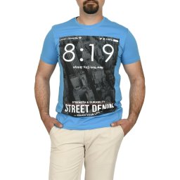 Tricou barbat cu imprimeu Street Denim, turcoaz (Marime tricou: L)