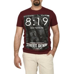 Tricou barbat cu imprimeu Street Denim, grena (Marime tricou: M)