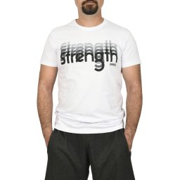 Tricou barbat cu imprimeu STRENGTH, alb (Marime tricou: M)